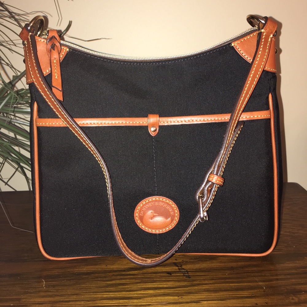 Dooney Bourke Black Brown Nylon/Leather Crossbody